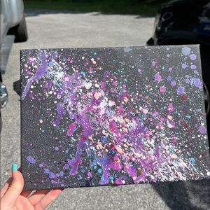 original splattered galaxy painting on canvas
